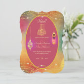 NIKAH - Sierlijke islamitische roze gouden trouwui Kaart (Staand voorkant)