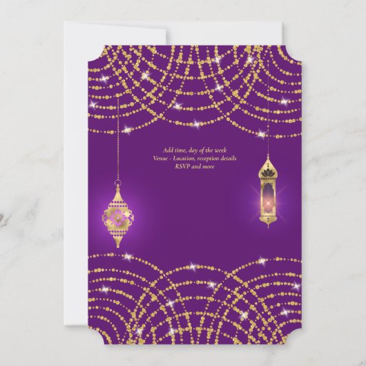 NIKAH - Sierlijke moskee paarse trouwuitnodiging Kaart (Achterkant)