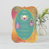 NIKAH - Sierlijke moskee turquoise gouden trouwuit Kaart (Staand voorkant)