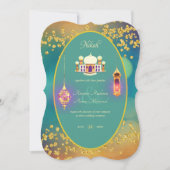 NIKAH - Sierlijke moskee turquoise gouden trouwuit Kaart (Voorkant)