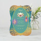 NIKAH - Sierlijke moskee turquoise gouden trouwuit Kaart (Staand voorkant)