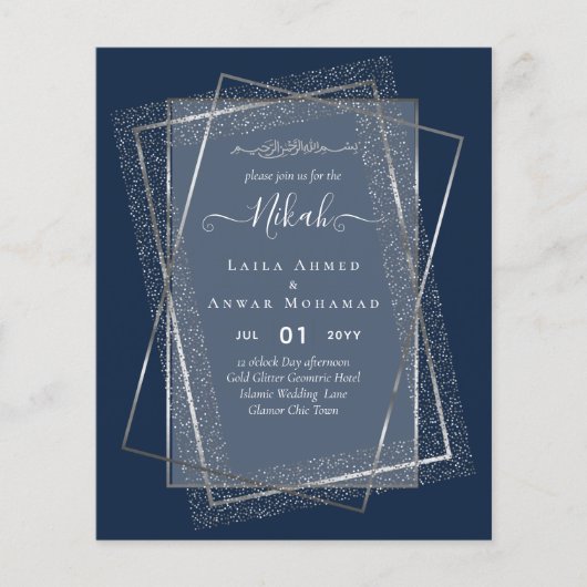 NIKAH SILVER Lijst Bismillah Islamic Weddenschap Flyer (Voorkant)