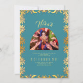 NIKAH Teal Goud FOTO Islamitische Trouwuitnodiging Kaart (Voorkant)