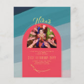 NIKAH Teal Rood Goud UITNODIGING Huwelijksfotograf (Voorkant)