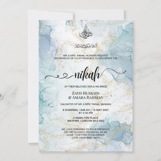 Nikah Trouw Uitnodiging | Minimaal Islamitisch Des (Voorkant)