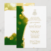 Nikah Trouw Uitnodigingen - Agate Gouden Islamitis (Voorkant / Achterkant)