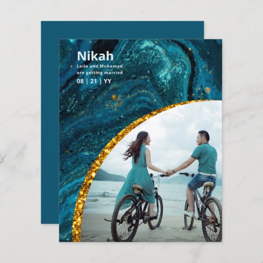 NIKAH - Trouwbudget Agate Goud Teal FOTO (Voorkant / Achterkant)