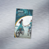 NIKAH - Trouwbudget Agate Goud Teal FOTO Magnetisch Visitekaartje (Voorbeeld)