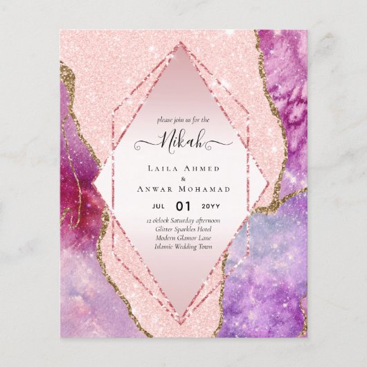 Nikah Trouwkaarten  AGATE GOUD GLITTER BUDGET (Voorkant)
