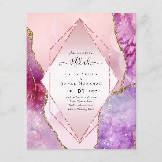 Nikah Trouwkaarten AGATE GOUD GLITTER BUDGET Flyer (Voorkant)