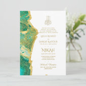 Nikah Trouwkaarten - Agate Goud Islamitische Walim Kaart (Staand voorkant)