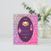 NIKAH -  uitnodiging tot Paarse bruiloft in Moskee (Staand voorkant)