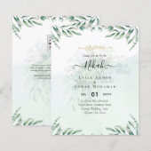 Nikah Walima GREENERY WEDDING INVITATION Islamic (Voorkant / Achterkant)