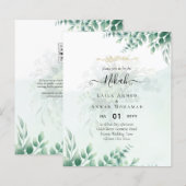 Nikah Walima GREENERY WEDDING INVITATION Islamic (Voorkant / Achterkant)