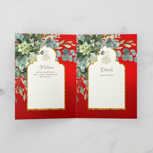 Nikah Walimah Wedding Invitation Programme RSVP Kaart (Binnen)