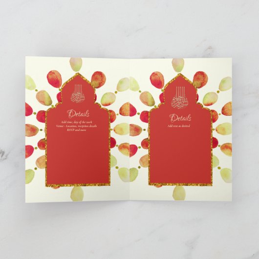 Nikah Walimah Wedding Invitation Programme RSVP Kaart (Binnen)