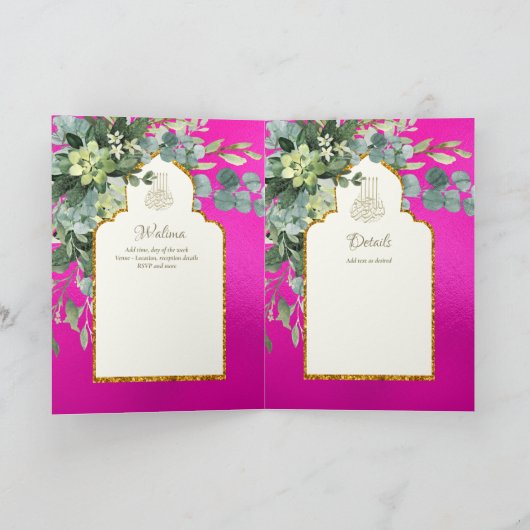 Nikah Walimah Wedding Invitation Programme RSVP Kaart (Binnen)