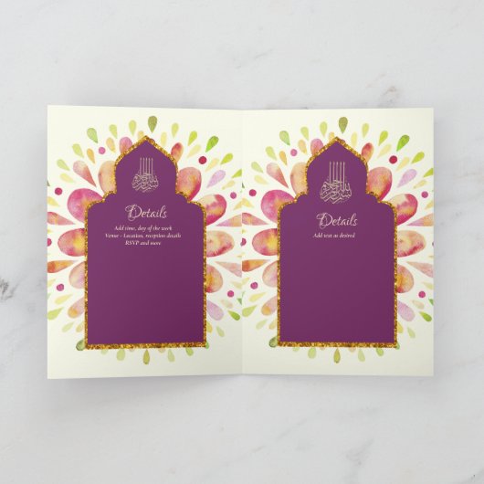Nikah Walimah Wedding Invitation Programme RSVP Kaart (Binnen)