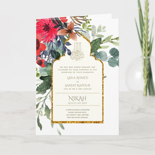Nikah Walimah Wedding Invitation Programme RSVP Kaart (Voorkant)