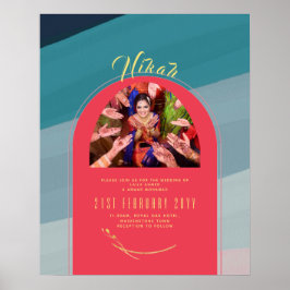 NIKAH Wedding Announding Foto rood Poster