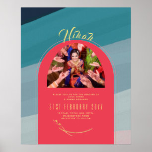 NIKAH Wedding Announding Foto rood Poster