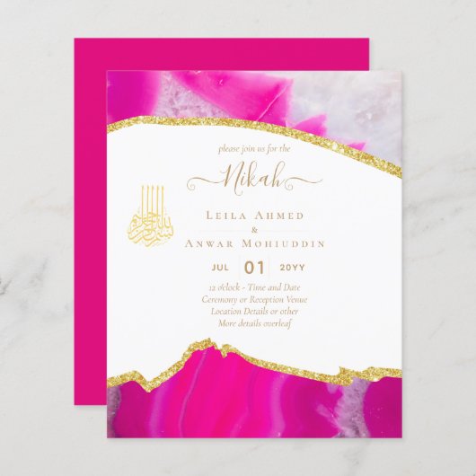NIKAH Wedding Invitations Modern Sparkle (Voorkant / Achterkant)