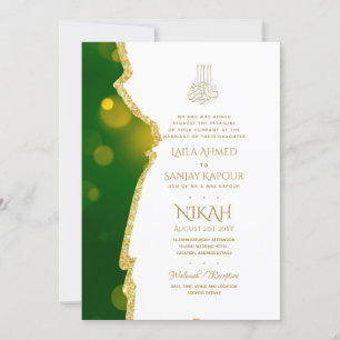 Nikah Wedding Invites - Agate Gold Islamic Walimah Kaart