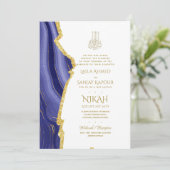 Nikah Wedding Invites - Agate Gold Islamic Walimah Kaart (Staand voorkant)