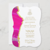 Nikah Wedding Invites - Agate Gold Islamic Walimah Kaart (Voorkant)