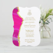 Nikah Wedding Invites - Agate Gold Islamic Walimah Kaart (Staand voorkant)
