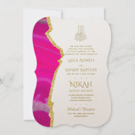Nikah Wedding Invites - Agate Gold Islamic Walimah Kaart