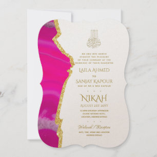 Nikah Wedding Invites - Agate Gold Islamic Walimah Kaart