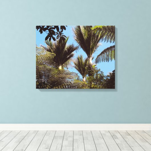 Nikau Palms Groeien in de Waitakere Ranges Canvas Afdruk (Insitu (Houten vloer))