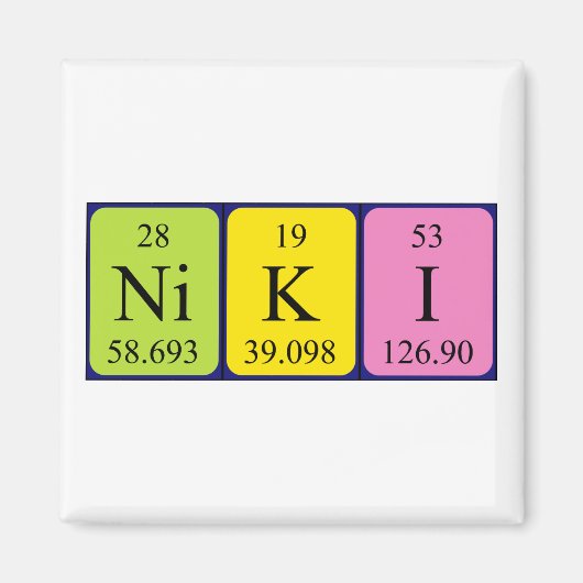 Niki periodieke table name magnet (Voorkant)
