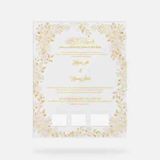 Nikkah certificaat, Moslim contract, Acryl Bord