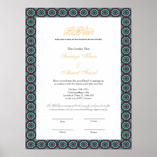nikkah contract poster (Voorkant)