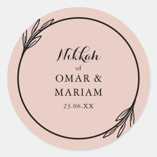Nikkah Elegant Rosewater Botanische prijsopgave Ronde Sticker (Voorkant)