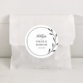 Nikkah Elegant Zwart Wit Botanische Huwelijksgunst Ronde Sticker