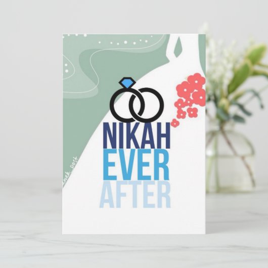 Nikkah Ever After Wedding Card Aankondiging (Staand voorkant)