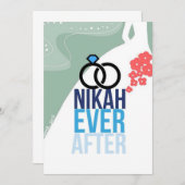 Nikkah Ever After Wedding Card Aankondiging (Voorkant / Achterkant)