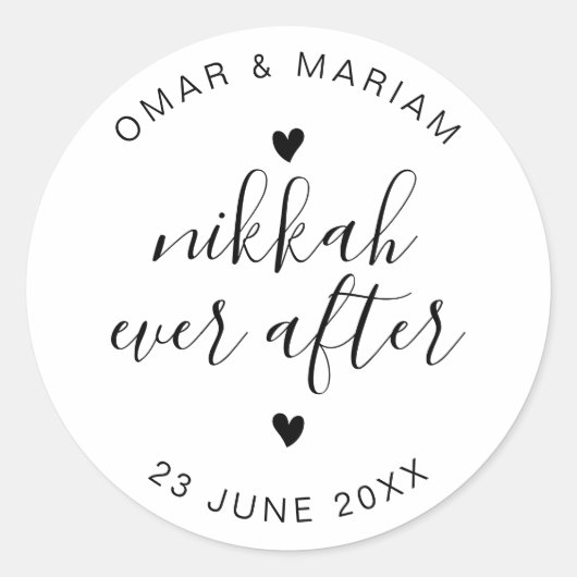 Nikkah Ever na elegante prijsopgave met zwarte tek Ronde Sticker (Voorkant)