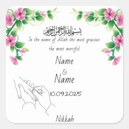 Nikkah favorstickers  vierkante sticker