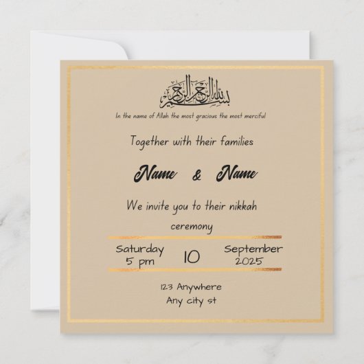 Nikkah huwelijksuitnodiging kaart (Achterkant)