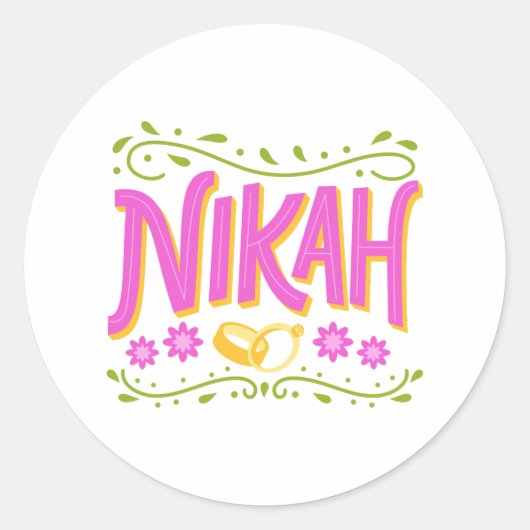 Nikkah Qubool hai desi huwelijksfeest speels Ronde Sticker (Voorkant)