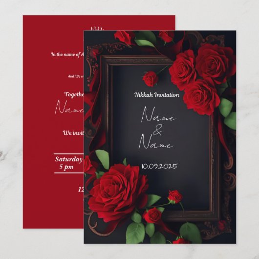 Nikkah uitnodiging (Voorkant / Achterkant)