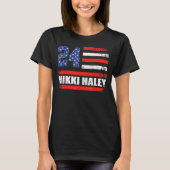 Nikki Haley 2024 Amerikaanse vlag Vlag 1 T-shirt (Voorkant)