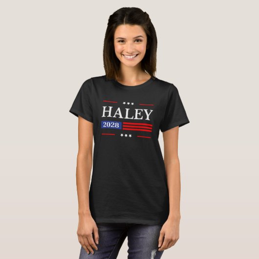 Nikki Haley 2028 Amerikaanse vlag Vlag VS T-shirt (Voorkant volledig)