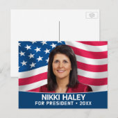Nikki Haley - Campagne Foto met Amerikaanse vlag Briefkaart (Voorkant / Achterkant)