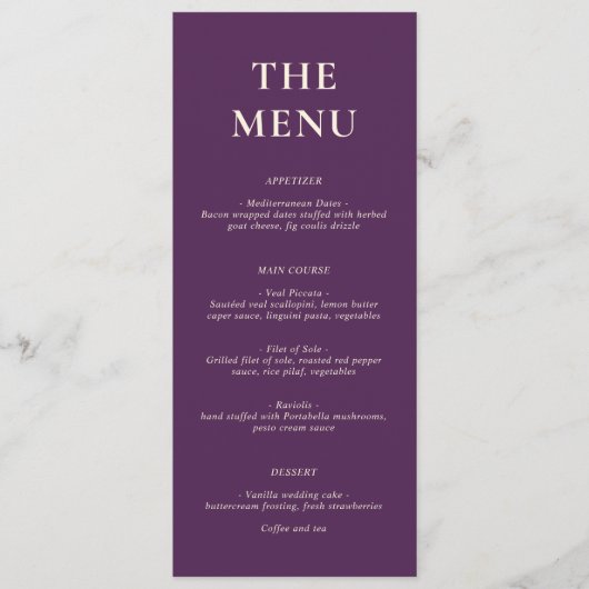 Nikki Paarse bruiloft Menu (Voorkant)