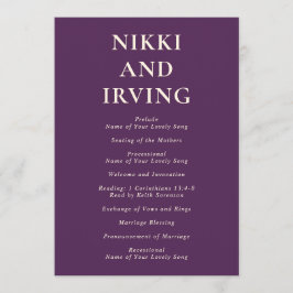 Nikki Paarse bruiloft Programmakaart